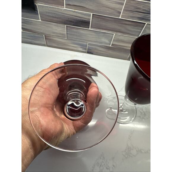 Red Casual Setting Water Glasses Durand Ruby Red Glassware 3 - Picture 9 of 14